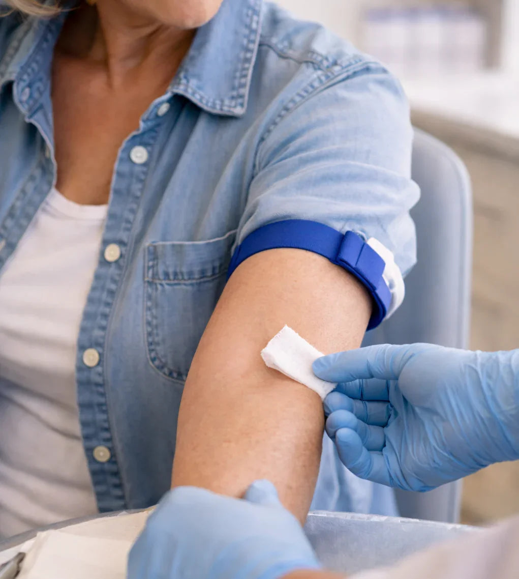 Person receiving a blood draw