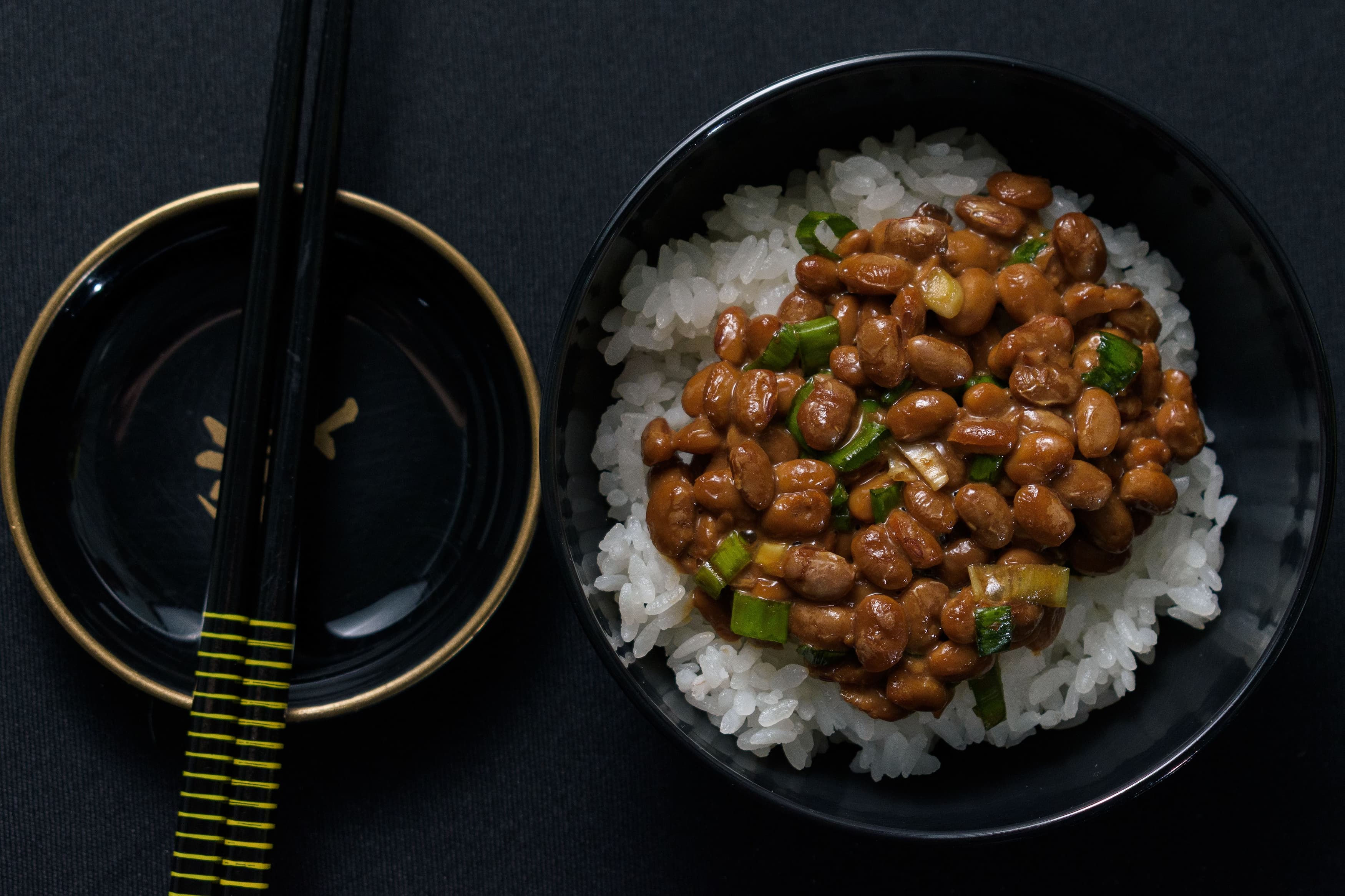 A bowl of natto and rice
