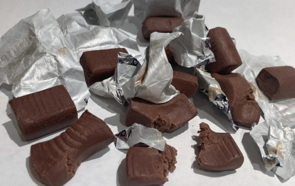 Foil-wrapped calcium chocolates